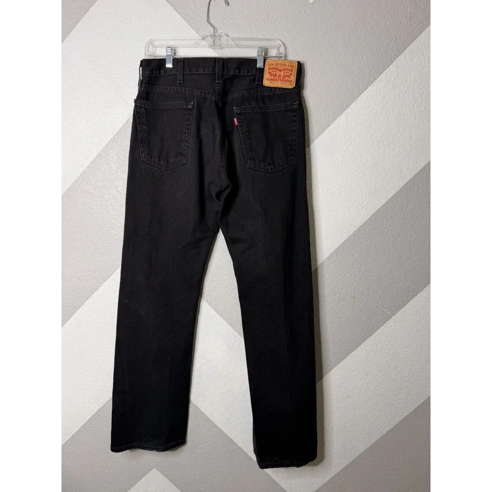 Levis 517 Mens Dark Black Denim Boot Cut Jeans 100% Cotton Size 33x32 EUC